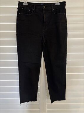 J. Crew Black Straight-Leg Jeans with Raw Hem